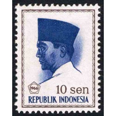 1 عدد تمبر سری پستی -  پرزیدنت سوکارنو - 10 سن - اندونزی 1966