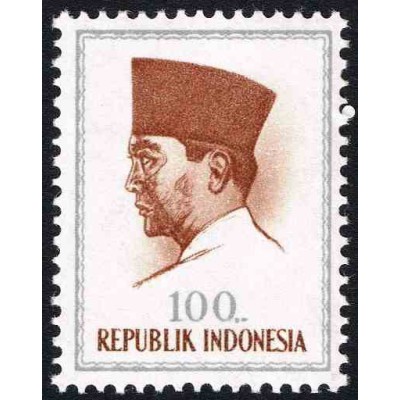 1 عدد تمبر سری پستی پرزیدنت سوکارنو - 100 - اندونزی 1964