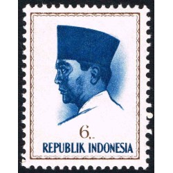 1 عدد تمبر سری پستی پرزیدنت سوکارنو - 6 - اندونزی 1964