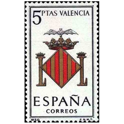 1 عدد تمبر آرم استانها - Valencia - اسپانیا 1966