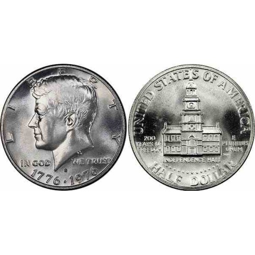 سکه نیم دلاری - یادبود 200مین سالگرد آمریکا - نیکل مس - آمریکا 1976 بانکی