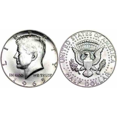 سکه نیم دلاری - نقره - آمریکا 1965 غیر بانکی