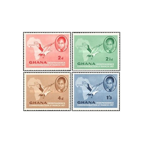 4 عدد تمبر  بزرگداشت استقلال -غنا 1957