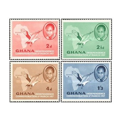 4 عدد تمبر  بزرگداشت استقلال -غنا 1957