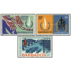 3 عدد تمبر سال حقوق بشر - باربادوس 1968