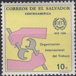 1 عدد تمبر  پنجاهمین سالگرد سازمان بین المللی کار - I.L.O - السالوادور 1969