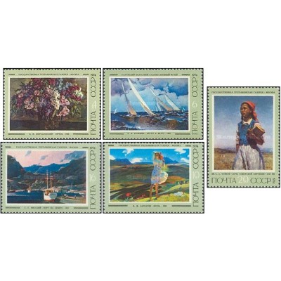5 عدد  تمبر تابلوهای نقاشی شوروی - شوروی 1974