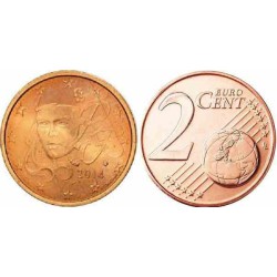 سکه 2 سنت یورو - مس روکش فولاد -فرانسه 2017 غیر بانکی