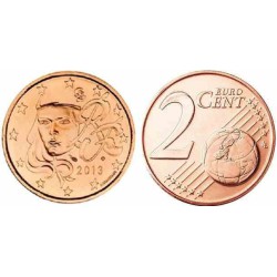 سکه 2 سنت یورو - مس روکش فولاد -فرانسه 2013 غیر بانکی