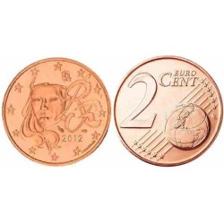 سکه 2 سنت یورو - مس روکش فولاد -فرانسه 2012 غیر بانکی