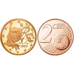 سکه 2 سنت یورو - مس روکش فولاد -فرانسه 2009 غیر بانکی