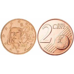 سکه 2 سنت یورو - مس روکش فولاد -فرانسه 2007 غیر بانکی