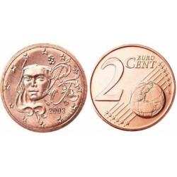 سکه 2 سنت یورو - مس روکش فولاد -فرانسه 2003 غیر بانکی