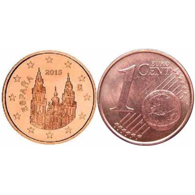 سکه 1 سنت یورو - مس روکش فولاد - اسپانیا 2017 غیر بانکی