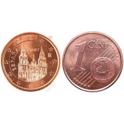 سکه 1 سنت یورو - مس روکش فولاد - اسپانیا 2007 غیر بانکی