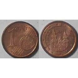 سکه 1 سنت یورو - مس روکش فولاد - اسپانیا 2005 غیر بانکی