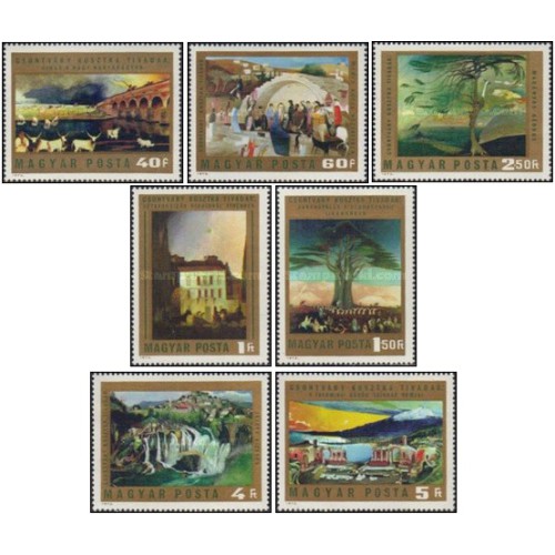 7 عدد  تمبر تابلو  نقاشی  اثر تیوادار کوستکا - مجارستان 1973