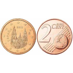 سکه 2 سنت یورو - مس روکش فولاد - اسپانیا 2013 غیر بانکی