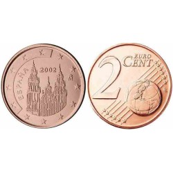 سکه 2 سنت یورو - مس روکش فولاد - اسپانیا 2009 غیر بانکی