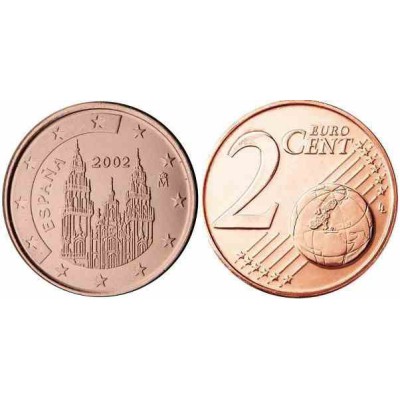 سکه 2 سنت یورو - مس روکش فولاد - اسپانیا 2004 غیر بانکی