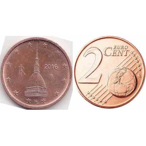 سکه 2 سنت یورو - مس روکش فولاد - ایتالیا 2016 غیر بانکی