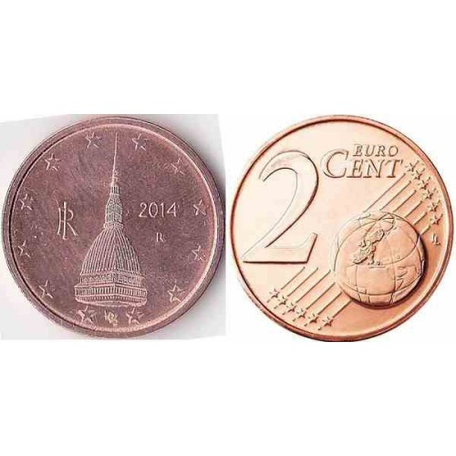 سکه 2 سنت یورو - مس روکش فولاد - ایتالیا 2015 غیر بانکی