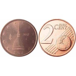 سکه 2 سنت یورو - مس روکش فولاد - ایتالیا 2012 غیر بانکی