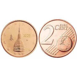 سکه 2 سنت یورو - مس روکش فولاد - ایتالیا 2009 غیر بانکی