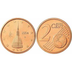 سکه 2 سنت یورو - مس روکش فولاد - ایتالیا 2005 غیر بانکی