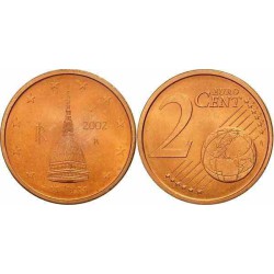 سکه 2 سنت یورو - مس روکش فولاد - ایتالیا 2002 غیر بانکی