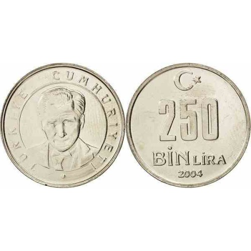 سکه 250000 لیر - نیکل مس روی - ترکیه 2004 غیر بانکی