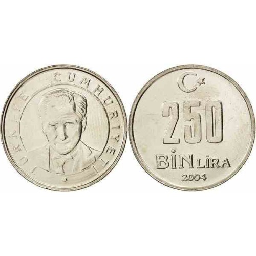 سکه 250000 لیر - نیکل مس روی - ترکیه 2004 غیر بانکی سکه 250000 لیر - نیکل مس روی - ترکیه 2004 غیر بانکی