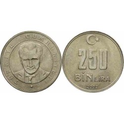 سکه 250000 لیر - نیکل مس روی - ترکیه 2002 غیر بانکی