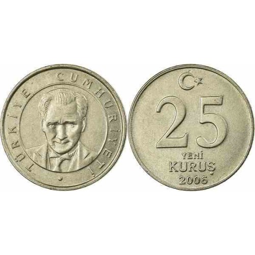 سکه 25 کروز - نیکل مس - ترکیه 2006 غیر بانکی سکه 25 کروز - نیکل مس - ترکیه 2006 غیر بانکی