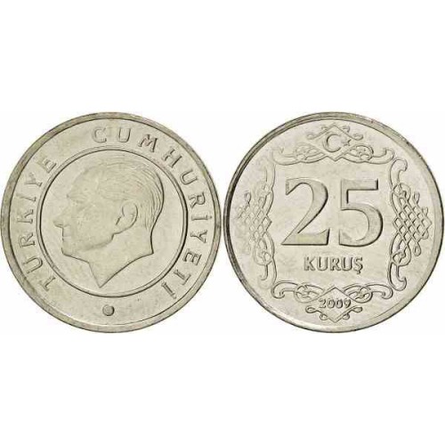 سکه 25 کروز - نیکل مس - ترکیه 2009 غیر بانکی