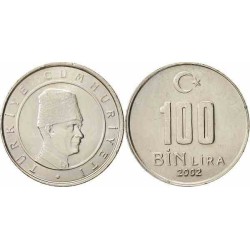 سکه 100000 لیر - نیکل مس روی  - ترکیه 2002 غیر بانکی