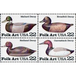 4 عدد  تمبر هنر اقوام آمریکایی - دامهای اردک(طعمه) - آمریکا 1985