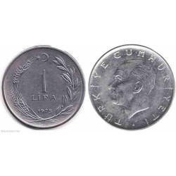 سکه 1 لیر - آلیاژ Acmonital- ترکیه 1975 غیر بانکی