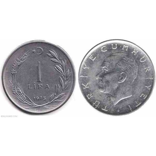 سکه 1 لیر - آلیاژ Acmonital- ترکیه 1975 غیر بانکی سکه 1 لیر - آلیاژ Acmonital- ترکیه 1975 غیر بانکی