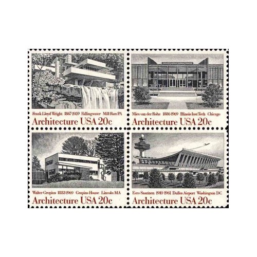 4 عدد  تمبر معماری آمریکائی - آمریکا 1982