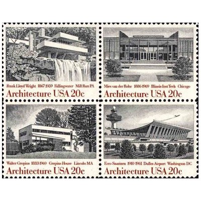 4 عدد  تمبر معماری آمریکائی - آمریکا 1982