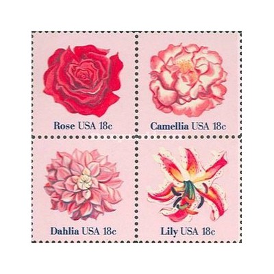 4 عدد  تمبر گلها - آمریکا 1981