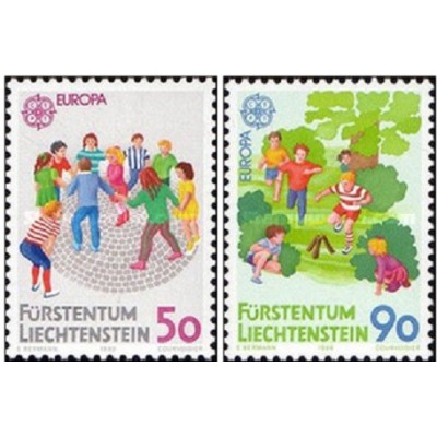 2 عدد تمبر مشترک اروپا - Eropa Cept - بازیهای کودکان - لیختنشتاین 1989