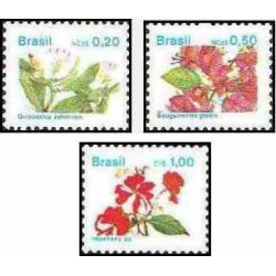 3 عدد تمبر سری پستی -گلها - برزیل 1989