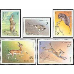 5 عدد تمبر حیوانات حفاظت شده - شوروی 1985