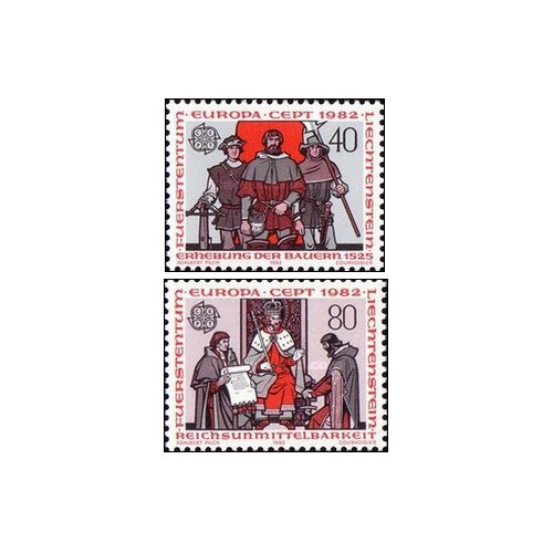 2 عدد تمبر مشترک اروپا - Europa Cept - رویدادهای تاریخی - لیختنشتاین 1982 2 عدد تمبر مشترک اروپا - Europa Cept - رویدادهای تاریخی - لیختنشتاین 1982