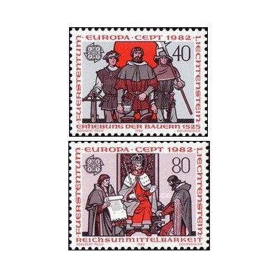 2 عدد  تمبر مشترک اروپا - Europa Cept - رویدادهای تاریخی - لیختنشتاین 1982