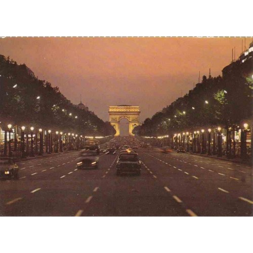 کارت پستال چاپ فرانسه - مناظر پاریس - خیابان کاخ الیزه