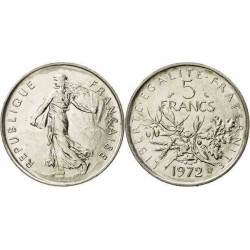 سکه 5 فرانک - نیکل مس روکش نیکل - فرانسه 1972 غیر بانکی