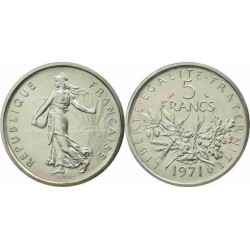 سکه 5 فرانک - نیکل مس روکش نیکل - فرانسه 1971 غیر بانکی